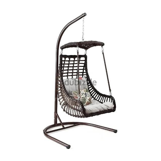 Hanging Egg Chair – Cushioned with Handcrafted Rattan & Frame 2