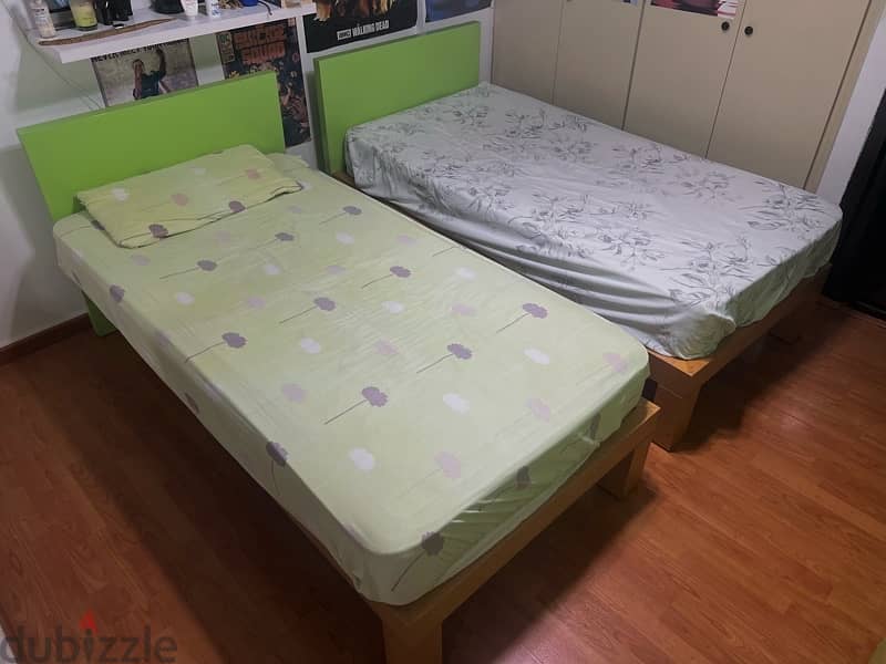 Two Single Beds + Two Mattresses 3