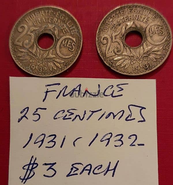 France 25 Centimes 1931 & 1932 0