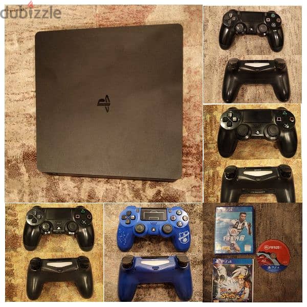 PS4 slim used like new with 4 controllers and 3 games 0