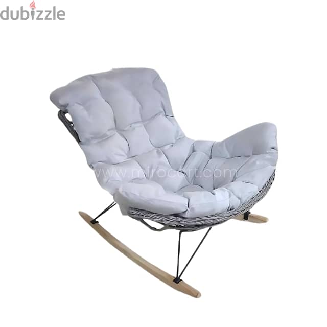 Rocking Egg Chair with Rattan Design & Plush Cushion for Patio 3