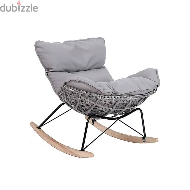 Rocking Egg Chair with Rattan Design & Plush Cushion for Patio 4