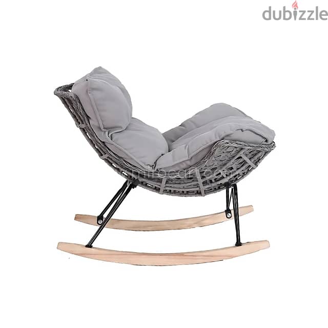 Rocking Egg Chair with Rattan Design & Plush Cushion for Patio 5