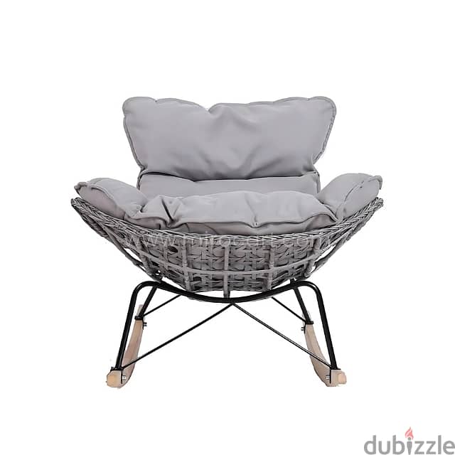 Rocking Egg Chair with Rattan Design & Plush Cushion for Patio 7