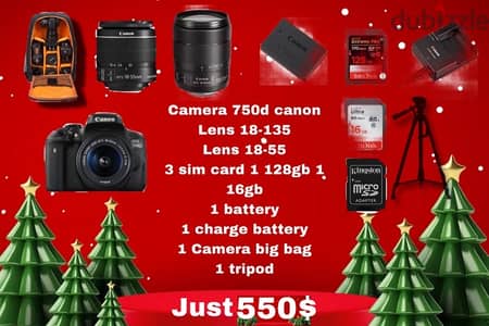 canon 750d used like new with accessories