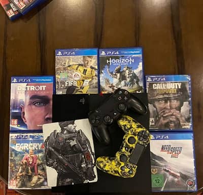 Ps4 with 2 controllers and 7 games