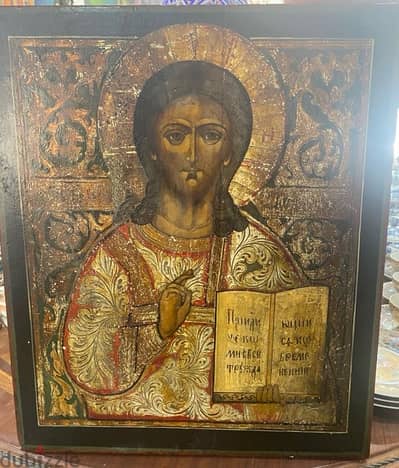 19th century Russian Icon Christ pantocrator