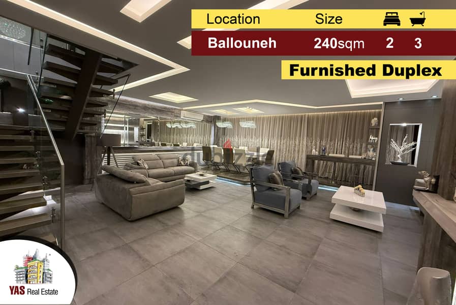 Ballouneh 240m2 Duplex | Designers Signature | Furnished | View | AC | 0