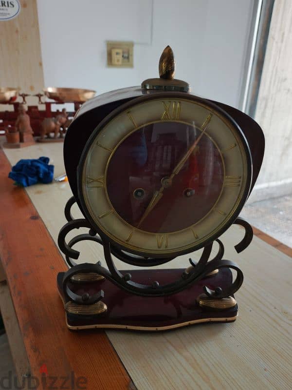 FHS Antique Clock Rococo Style Table Made in Germany 0