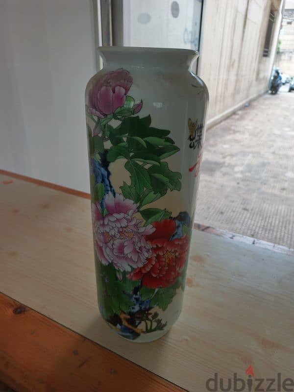 Antique Chinese Calligraphy Porcelain Vase 0