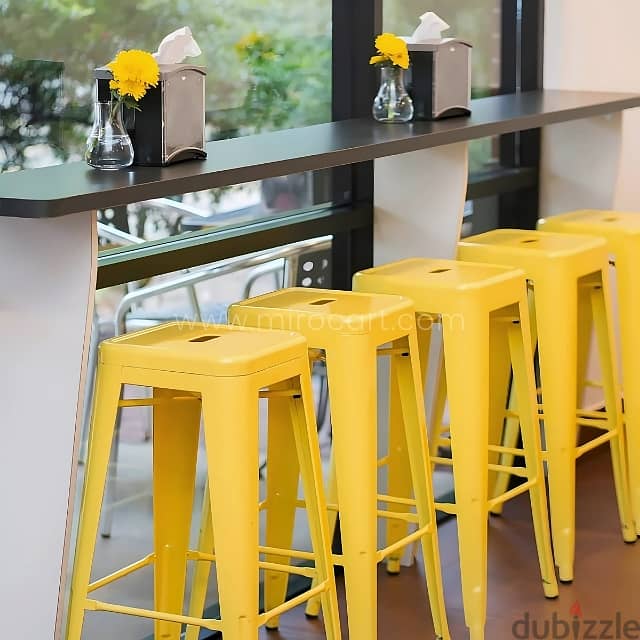 High Metal Bar Stools, 30” Stackable Vintage Chairs in Trendy Colors 2