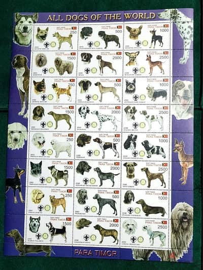 all kinds of dogs stamps sheet