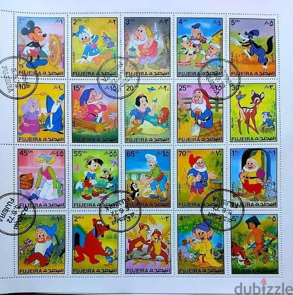 الشيت ٢٠ طابع  World Disney سنة 1972 لدولة الإمارات 0