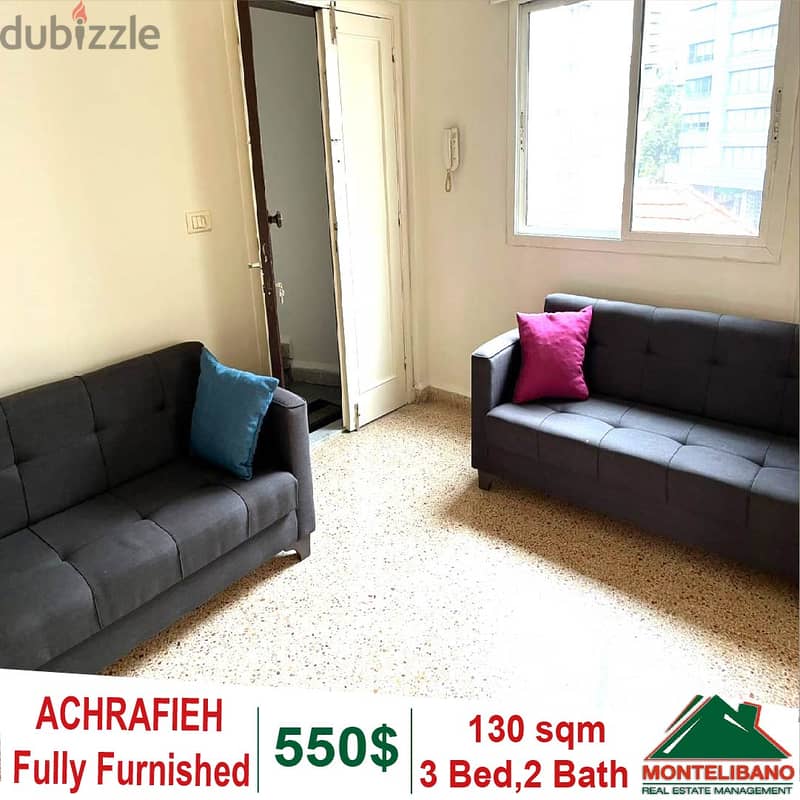 Fully Furnished 130 sqm Apartment for rent in Achrafieh.  3rd Floor 0