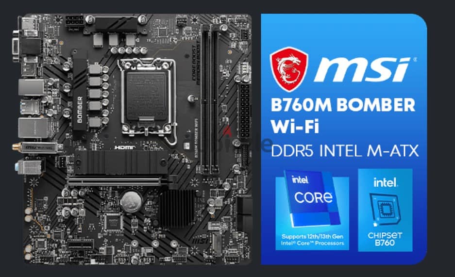 MSI B760M Bomber WiFi Motherboard, intel gen 12, 13 and 14, LGA1700 3