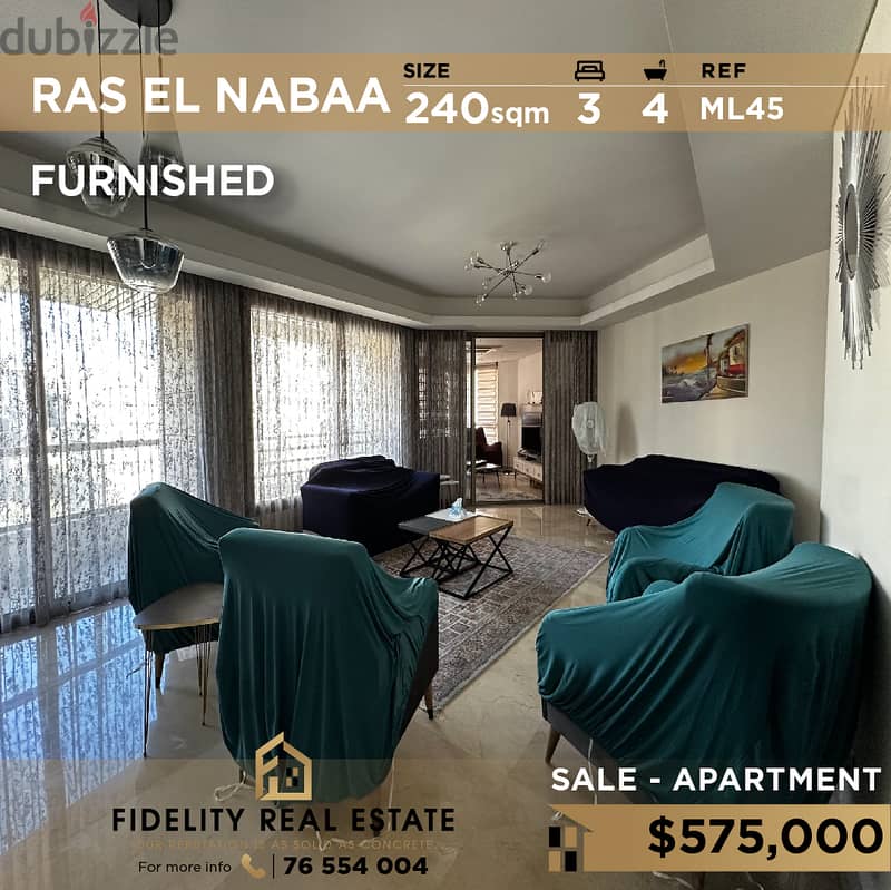 Apartment for sale in Ras el nabaa furnished ML45 0