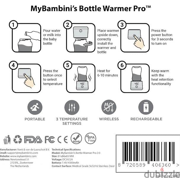 MyBambini's Bottle Warmer Pro - Wireless, Leakproof Design/3$delivery. 11