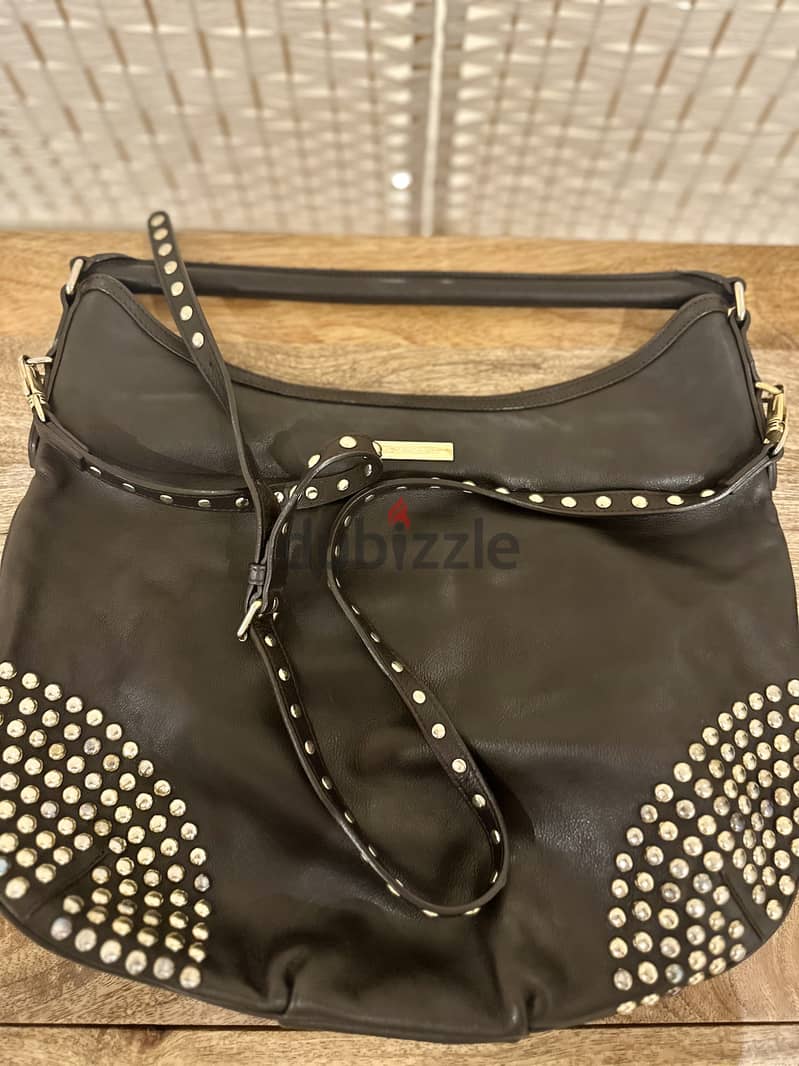 BURBERRY- vintage Studded Leather Two-Way Hobo Bag 1