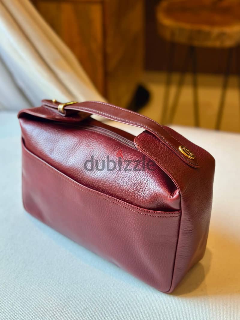 CARTIER-MUST de CARTIER Paris Vintage 80s Burgundy Leather Bag 0