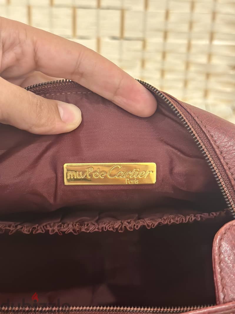 CARTIER-MUST de CARTIER Paris Vintage 80s Burgundy Leather Bag 2