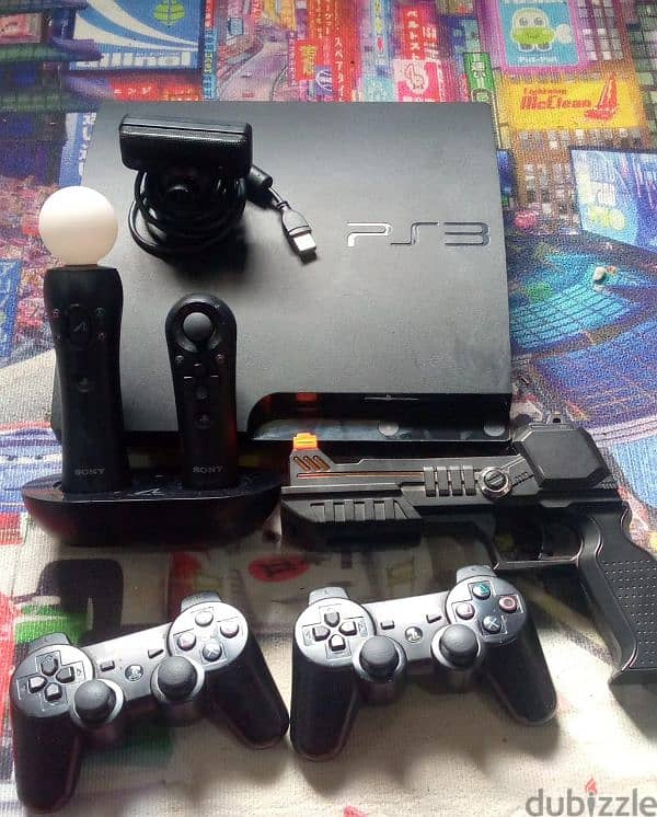 PS3 Slim Jailbroken 25+Games,2x Move,Gun,Camera(Trade for PS4 or Sell) 1