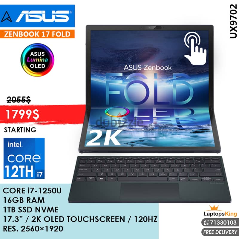 ASUS ZENBOOK 17 FOLD OLED UX9702 CORE i7 (2560X1920) 120hz 17" TOUCH 0