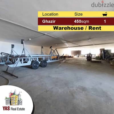 Ghazir 450m2 | Highway | Warehouse | For Rent | Accessible |