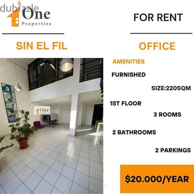 FURNISHED OFFICE FOR RENT IN SIN EL FIL