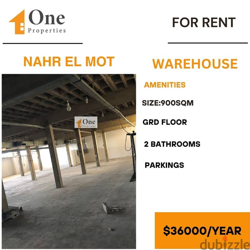 WAREHOUSE FOR RENT IN NAHR EL MOT 0