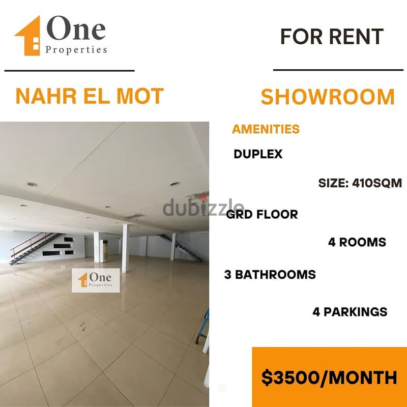 DUPLEX SHOWROOM FOR RENT IN NAHER EL MOT 0