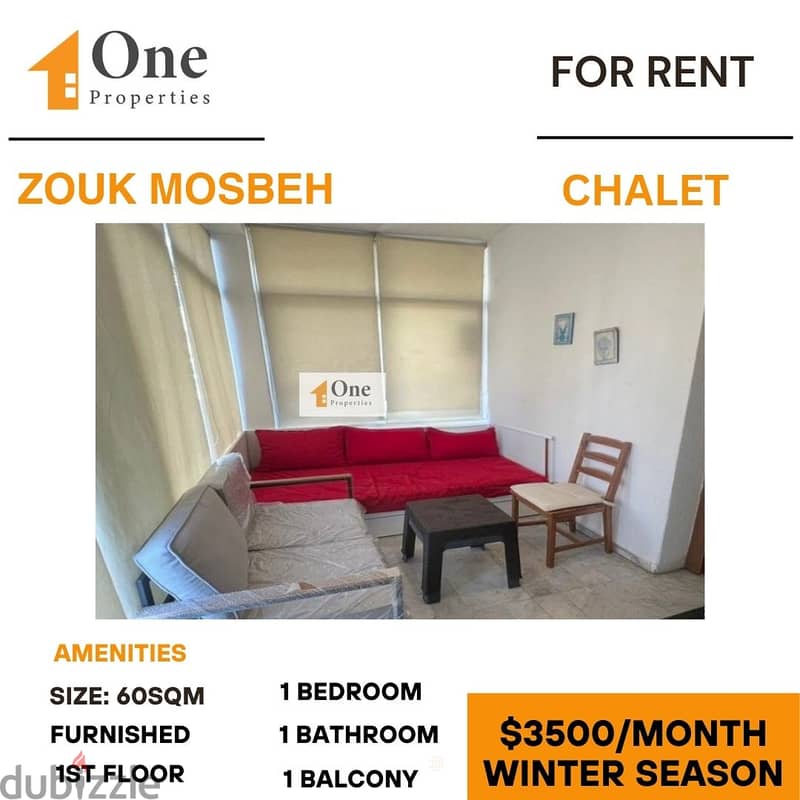 FURNISHED CHALET FOR RENT IN ZOUK MOSBEH 0