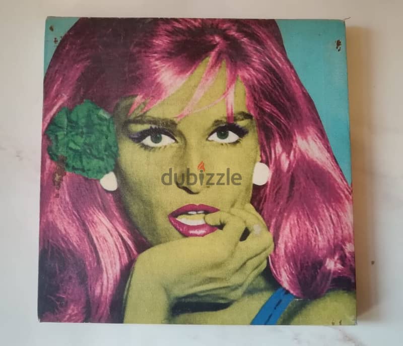 Dalida vintage canvas on wooden frame 30*30 cm 0