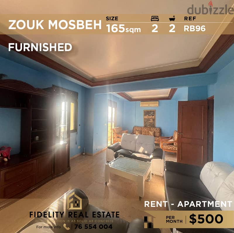 Apartment for rent in Zouk mosbeh furnished RB96 0