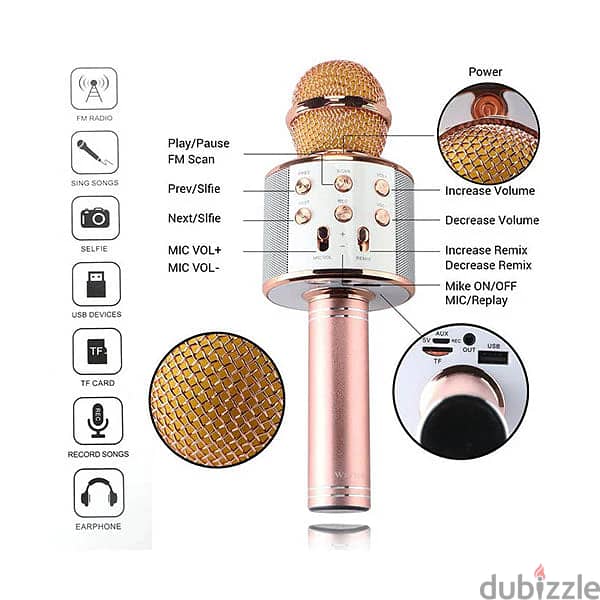 Wireless Bluetooth Microphone Karaoke Speaker for kids 0