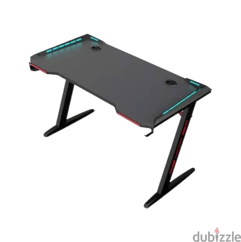 RGB Gaming Desk with Led Lights, Headset Holder & Cup Holder - 120cm 1