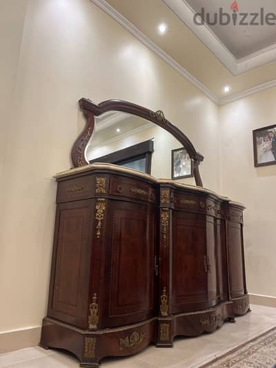 dining room side board egyptian antique with a large marble board