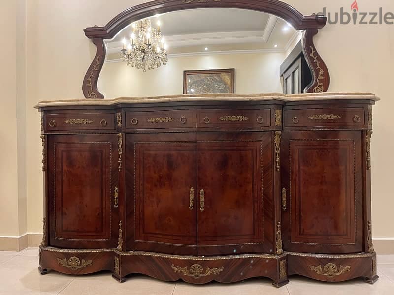 dining room side board egyptian antique with a large marble board 2