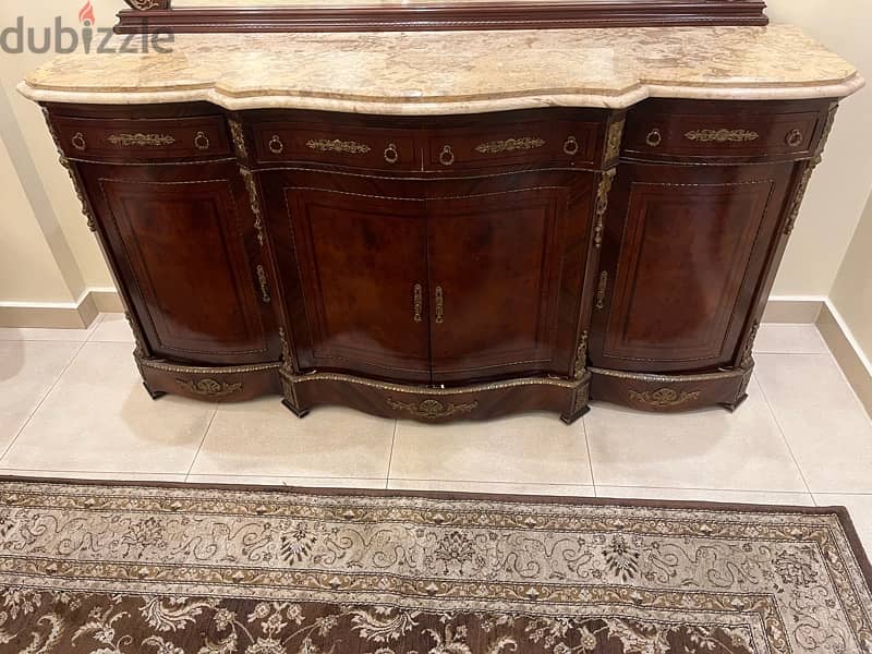 dining room side board egyptian antique with a large marble board 3