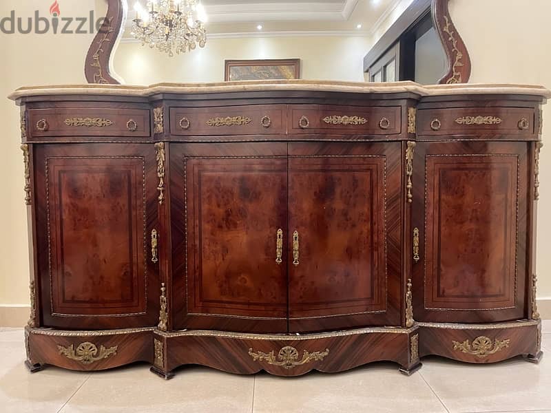 dining room side board egyptian antique with a large marble board 6