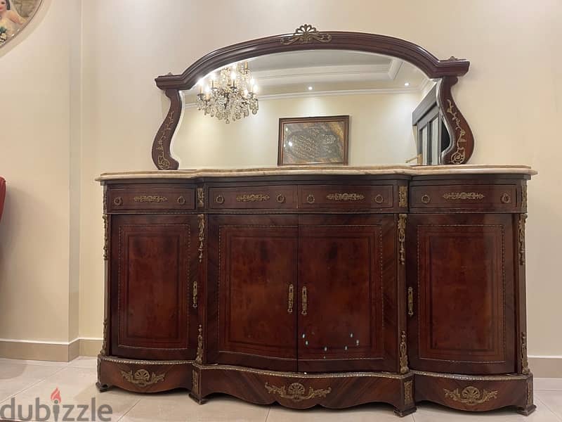 dining room side board egyptian antique with a large marble board 7