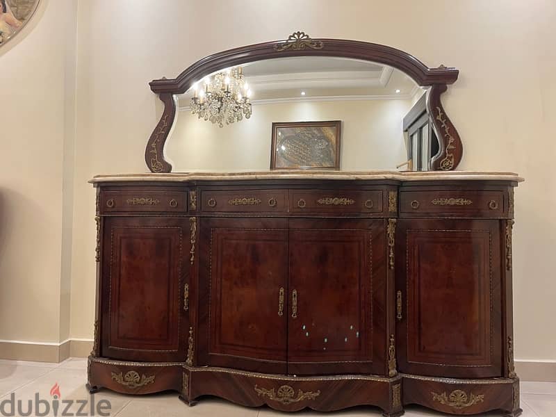 dining room side board egyptian antique with a large marble board 8