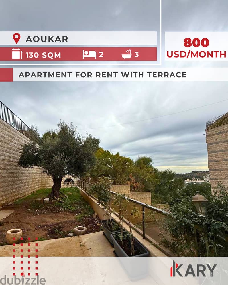 130m2 Apartment for Rent  in AOUKAR with 150m2 terrace - عوكر مع تراس 0