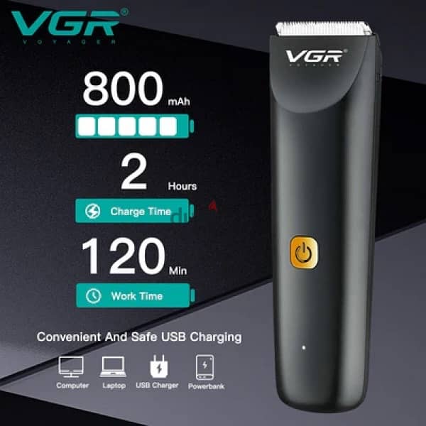 VGR V-231 Waterproof Hair Clipper – Cordless, Ceramic Blades 1