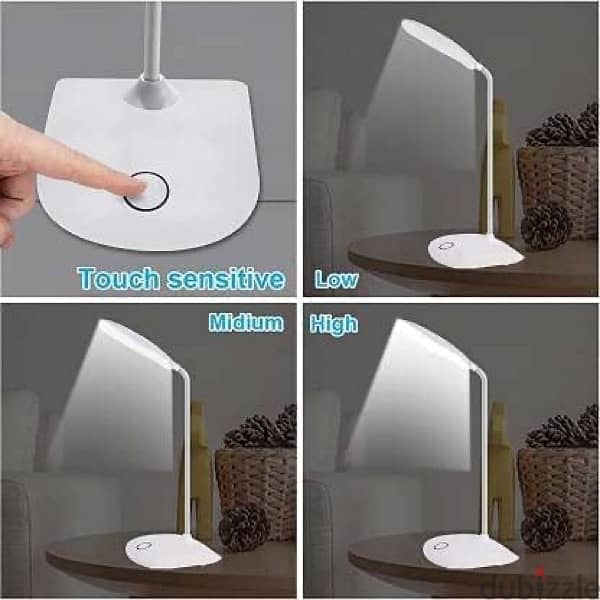 Touch-Control LED Desk Lamp – 3 Brightness Levels, 360° Adjustable, 2