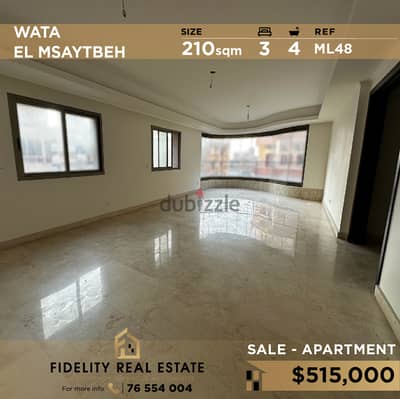 Apartment for sale in Wata el msaytbeh ML48 للبيع في وطى المصيطبة