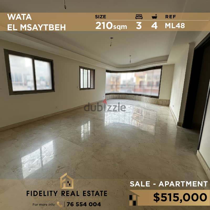 Apartment for sale in Wata el msaytbeh ML48 للبيع في وطى المصيطبة 0