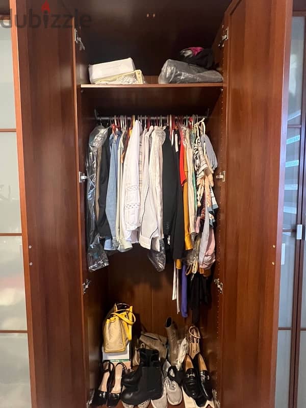 brown/grey closet with mirrors 3