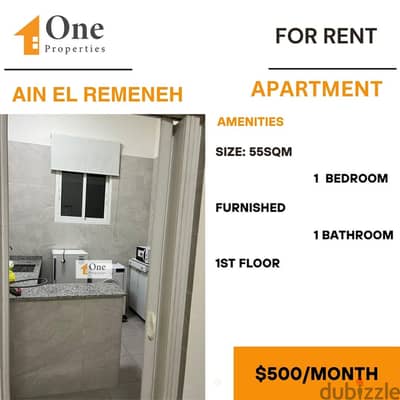 FURNISHED APARTMENT FOR RENT IN AIN EL REMENEH