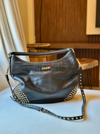 BURBERRY- vintage Studded Leather Two-Way Hobo Bag