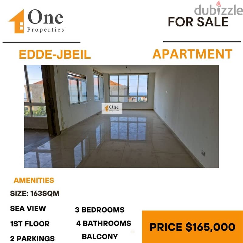 APARTMENT FOR SALE IN EDDE JBEIL 0